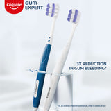 Two Colgate Gum Expert Ultra Soft Toothbrushes. In text: 3X reduction in gum bleeding*. *vs. an ordinary flat trim toothbrush, after 12 weeks of use.