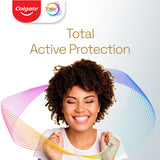 A smiling woman with text above: Total Active Protection.