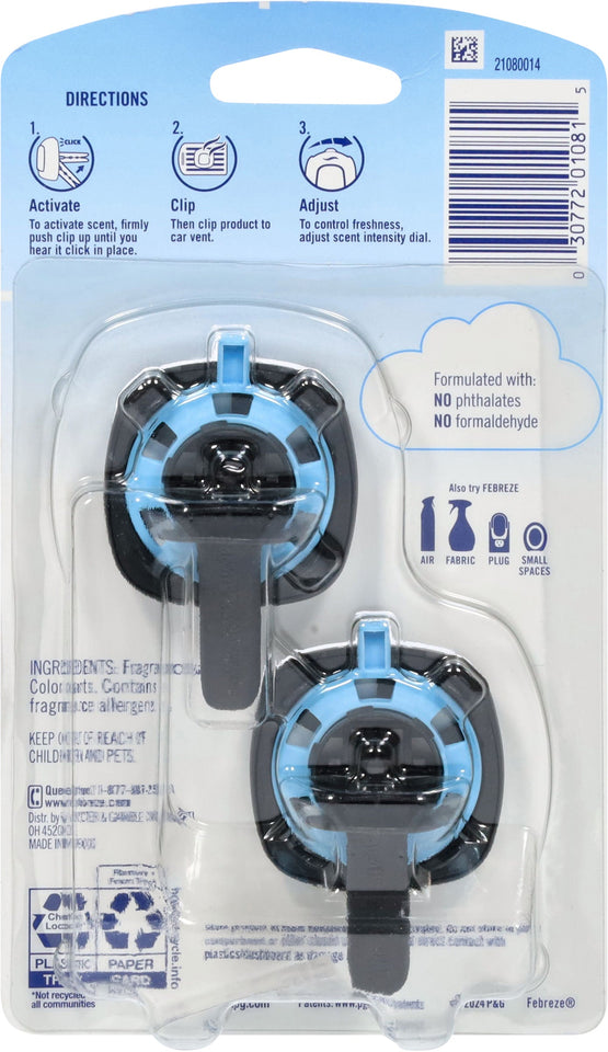 Febreze Car Ocean Air Freshener Vent Clips 2 - 2.2 ml Clips - 8 Pack