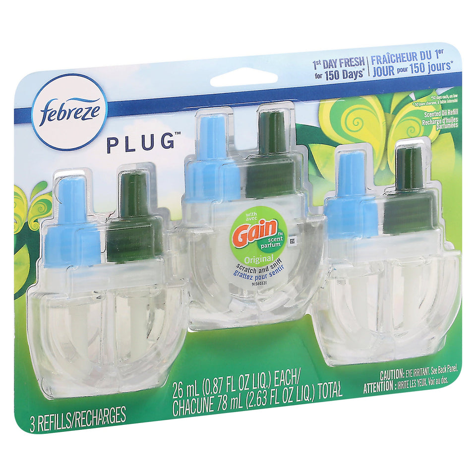 Febreze Plug Original Scented Oil Refill 3 - 0.87 fl oz Bottles - 6 Pack